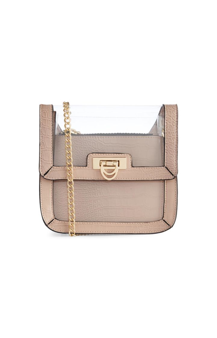 Producto Bolsa satchel padrão crocodilo perspex nude