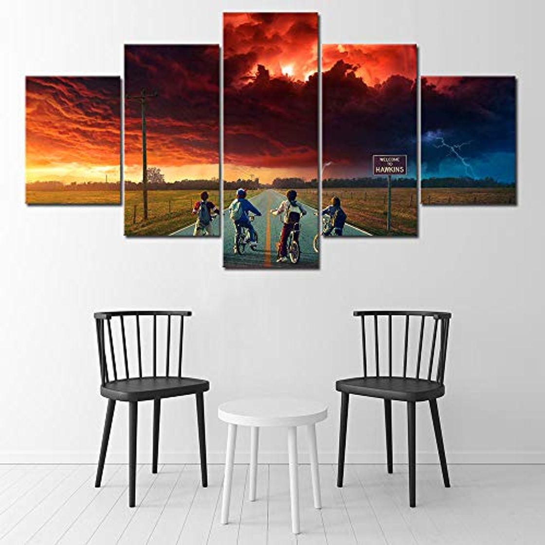 Productos 5 murales Stranger Things Pictures Movie Poster Canvas Living Room Art Quadro Imagen decorativa Print Poster 30 * 40 * 2 30 * 60 * 2 30 * 80Cm Sin marco Whoops