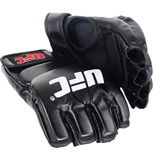 WOLIGEQ Guantes de Boxeo Black Fighting MMA Boxing Guantes Deportivos de Cuero