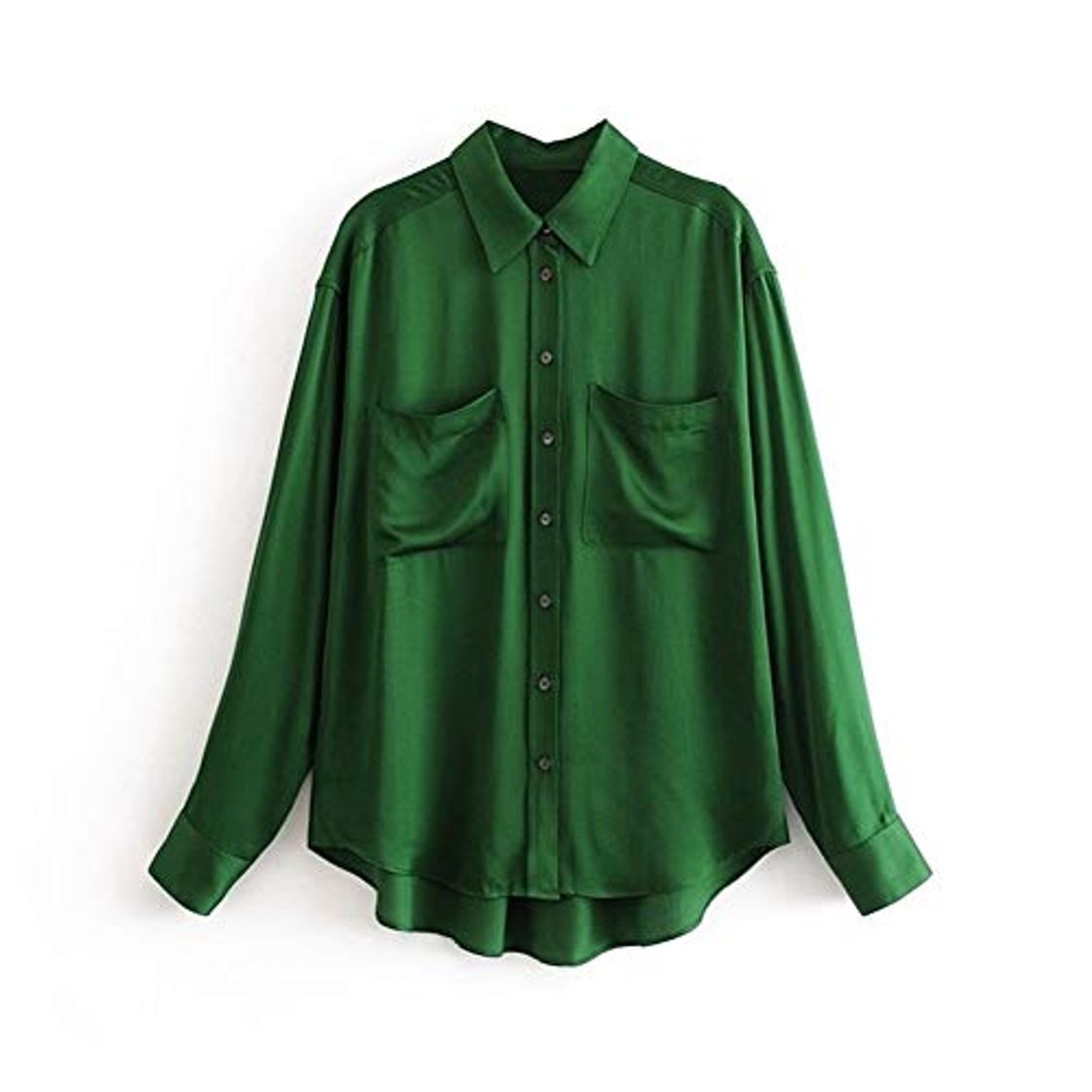 Moda FEIFUSHIDIAN Piel Chic Mujeres de la Manga Verde Blusa Suelta Previsora ​​rueca