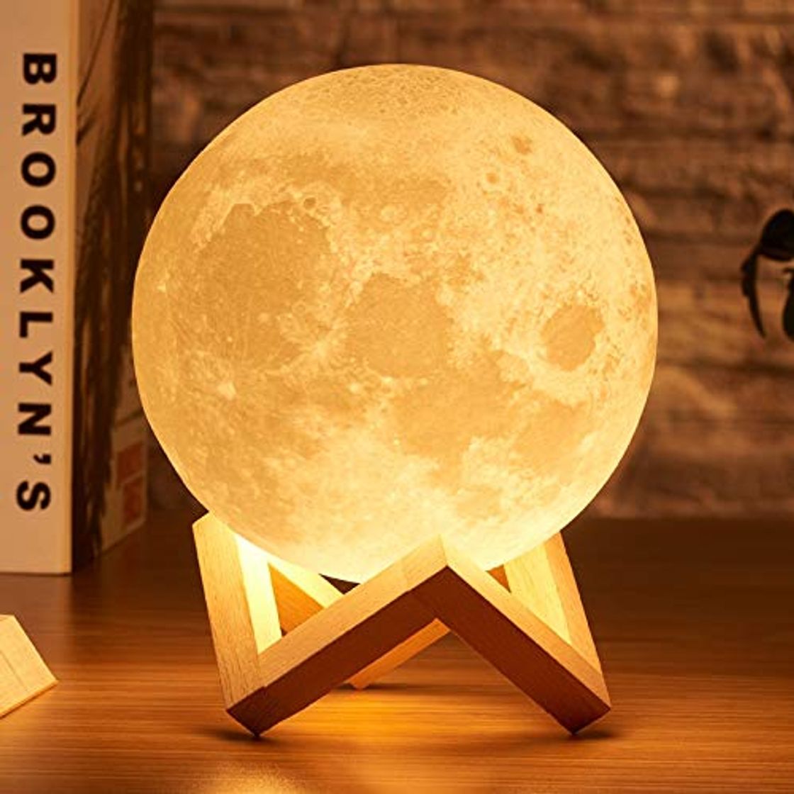 Social Luz de la noche Lámpara de luna Rambery 3D impresión luz nocturna recargable 3 Color Tap Lámpara de control 16 Colores Cambiar led remoto regalo de luz de luna LED