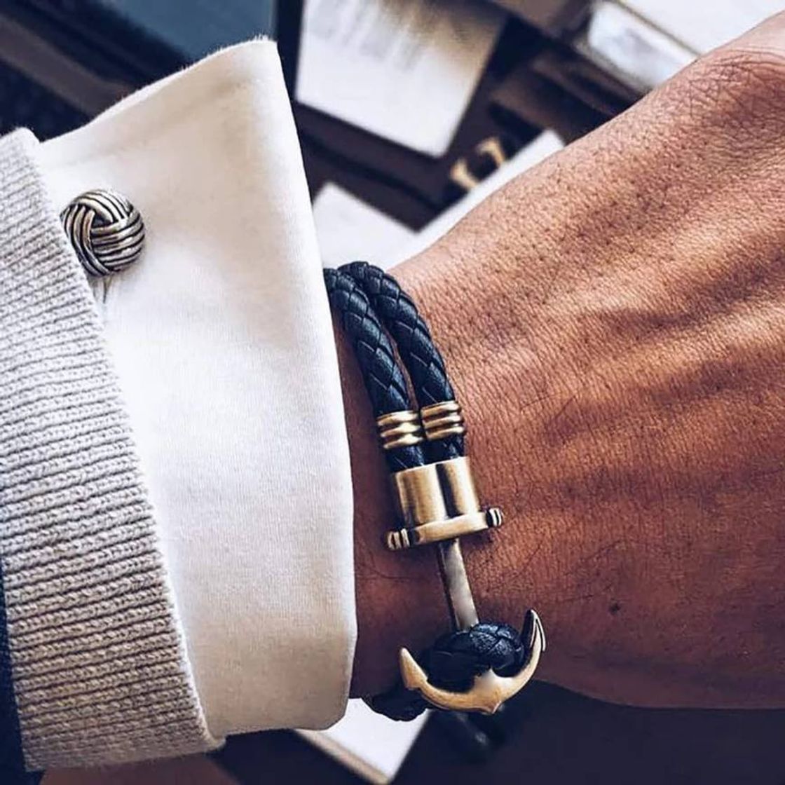 Moda Pulseira de âncora masculina 