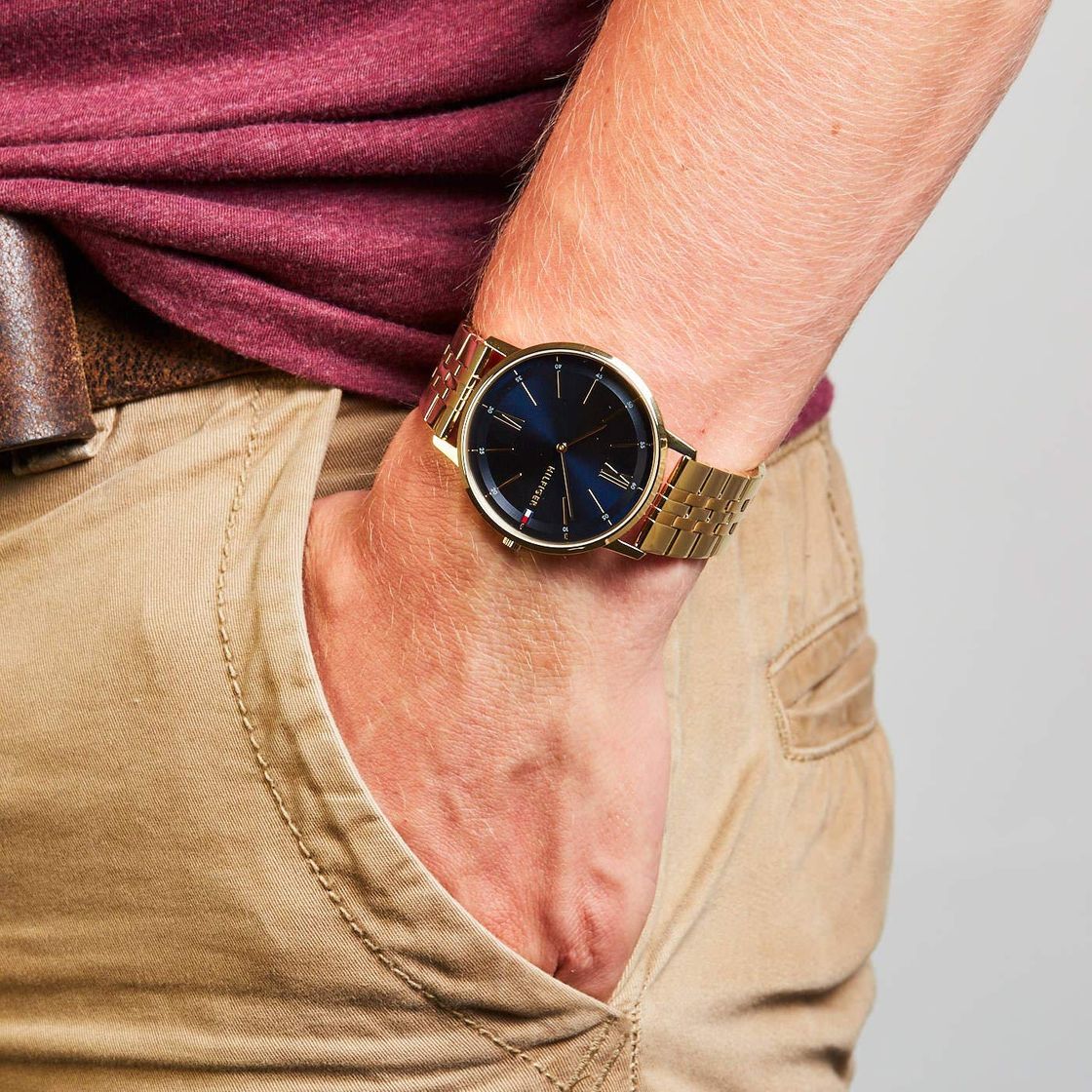 Social Tommy Hilfiger Reloj Analógico para Hombre de Cuarzo con Correa en Bañada
