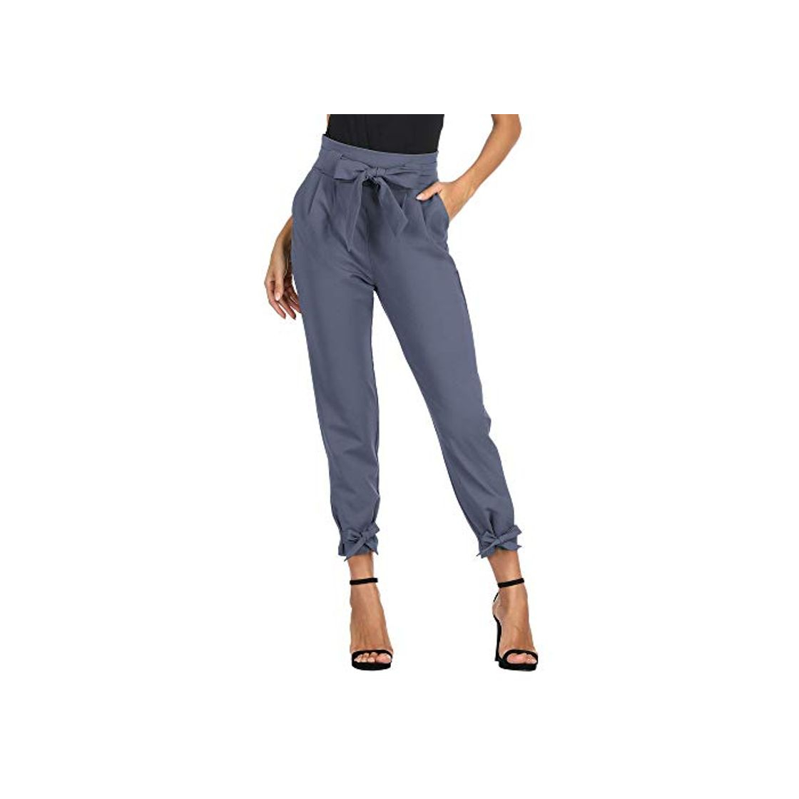 Social GRACE KARIN Pantalones Segaretta de Cintura Alta de Mujer Elegante Decorados con