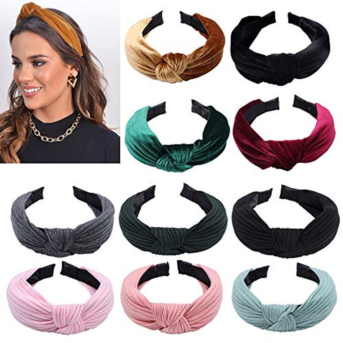 Social Diademas de Pelo Anchas 10 Piezas