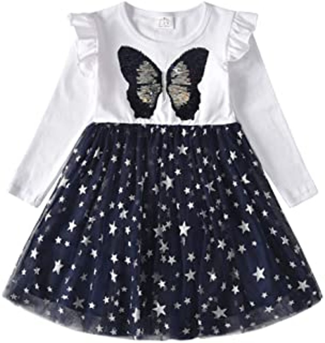 Social VIKITA Vestido Bordado Mariposa Algodón Tulle Tutu Sin Mangas Verano Niñas 4-5