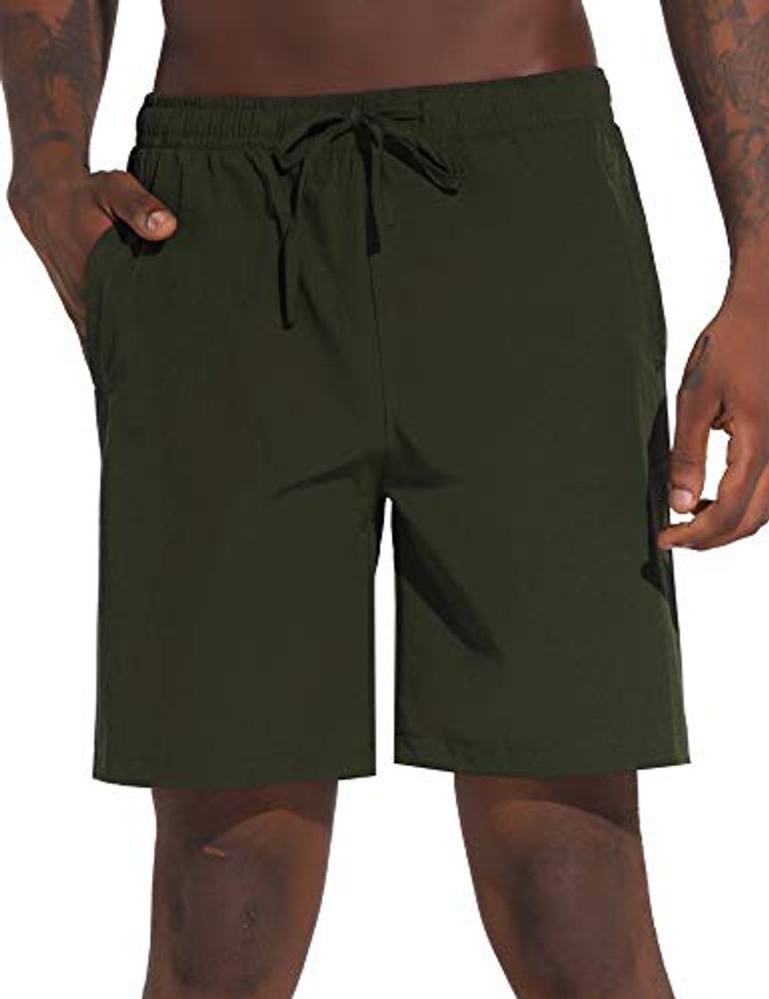 Social Aibrou Pantalon Chandals Hombre Corto Pantalones Deportivos Verano de Algodón Pantalones de Deporte Jogger Fitness Rayas