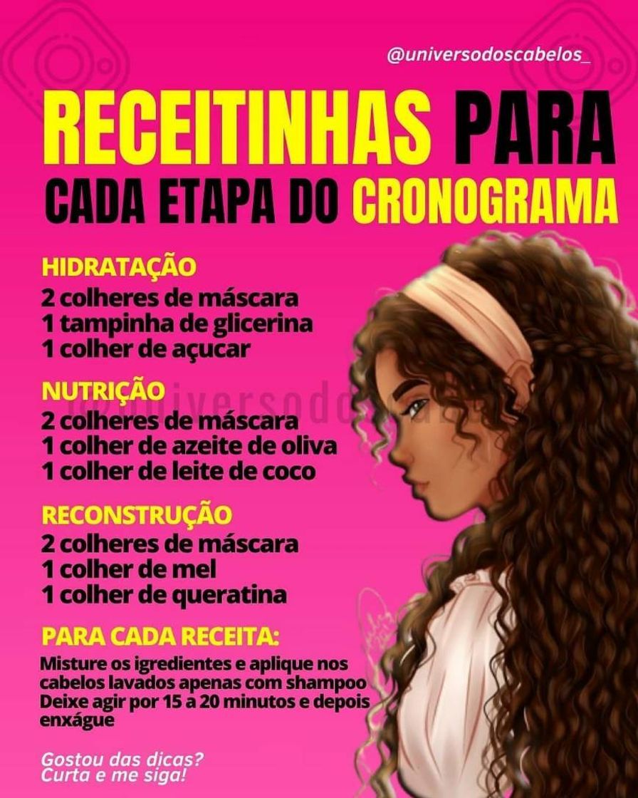 Fashion Receita para cada etapa do cronograma capilar 