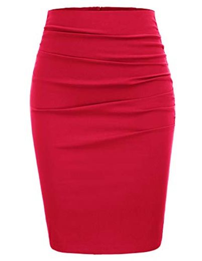 GRACE KARIN Mujer Falda Corta Rojo Vintage Falda Lápiz de Oficina Tamaño