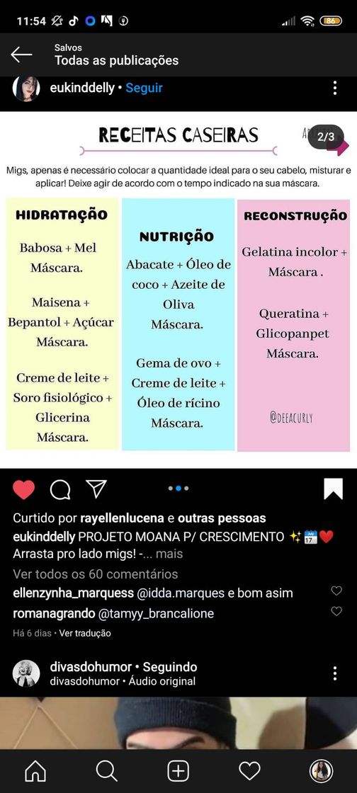 Moda Hidratação, nutrição, reconstrução