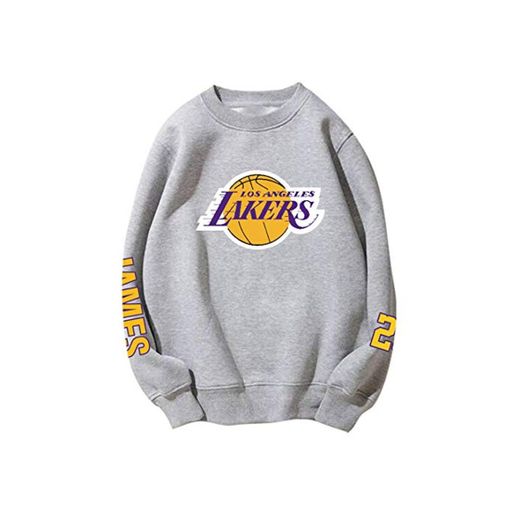 Lakers James Sudaderas de Baloncesto para Hombres y Mujeres Camisa de Manga Larga suéter de Cuello Redondo