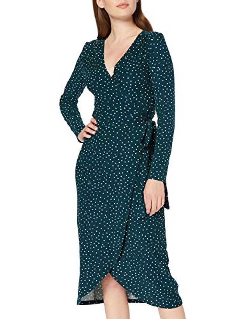 Fashion New Look Mimi Ditsy Stitch Wrap 6090683, Vestido Mujer, Green