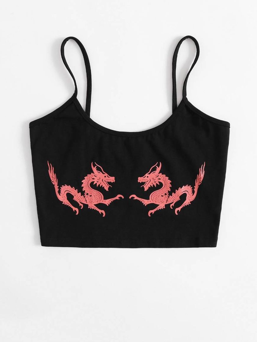 Eastern Dragon Print Crop Cami Top
