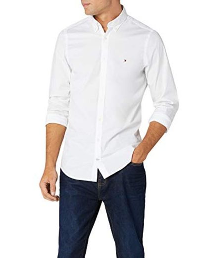 Tommy Hilfiger Core Stretch Slim Poplin Shirt Camisa, Blanco