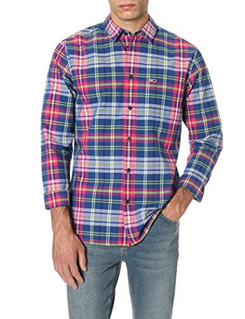 Social Tommy Hilfiger TJM Essential Big Check Shirt Camisa Casual, Azul