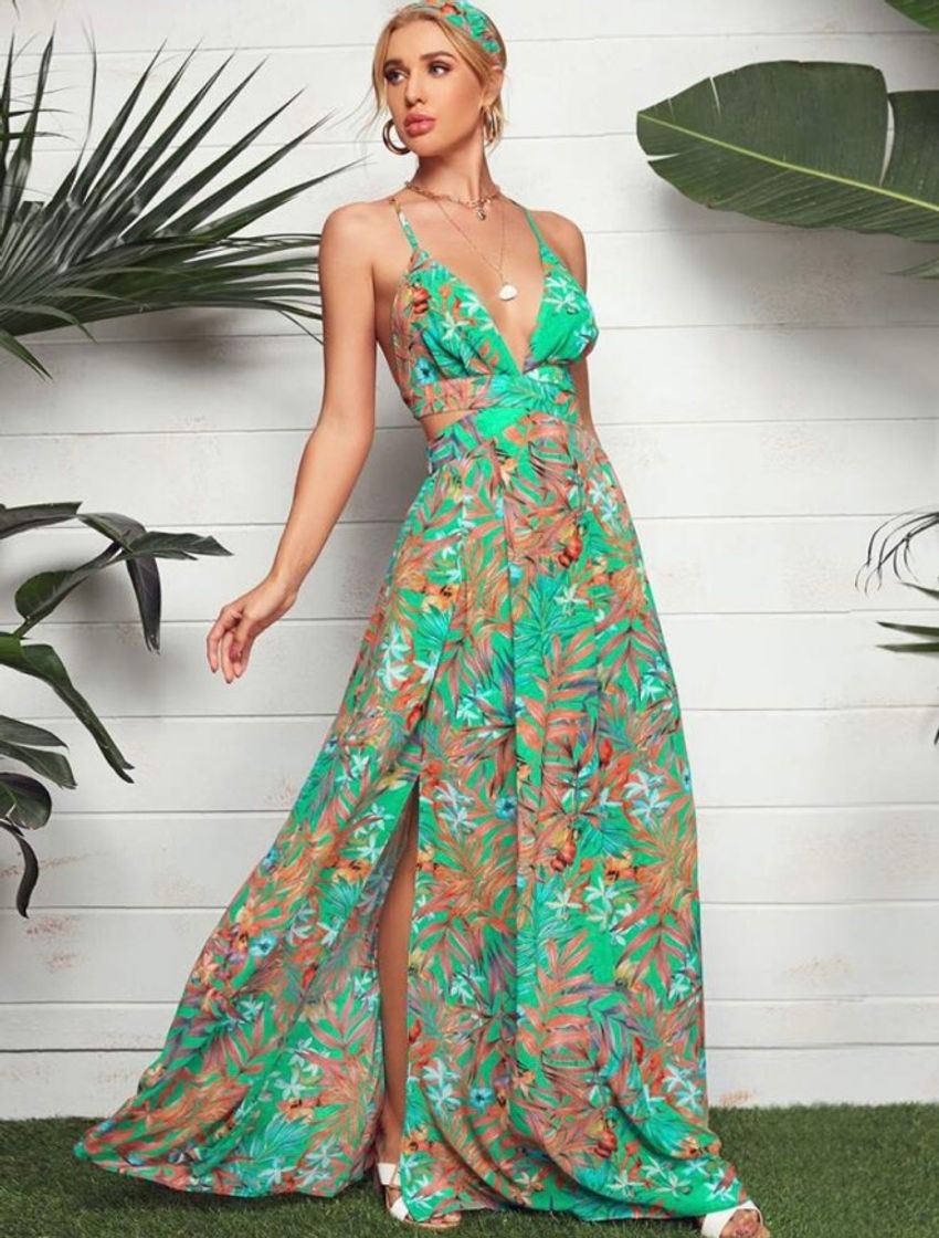 Fashion https://m.shein.com/br/Tie-Shoulder-Split-Hem-Ditsy-Floral-C