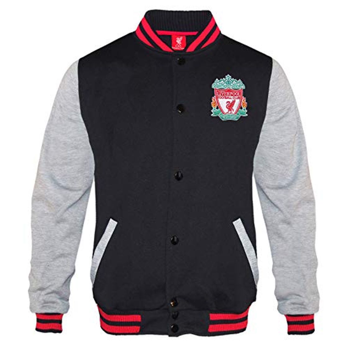 Product Liverpool FC Chaqueta de béisbol oficial de fútbol retro de color negro