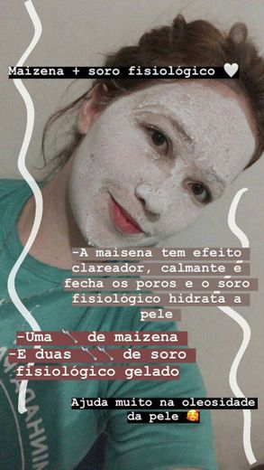 Mascara facial de maizena e soro fisiologico