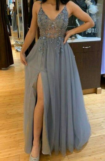 Vestido longo azul com detalhado💙