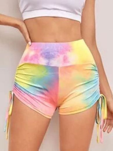 Tie Dye Drawstring Side Sports Shorts