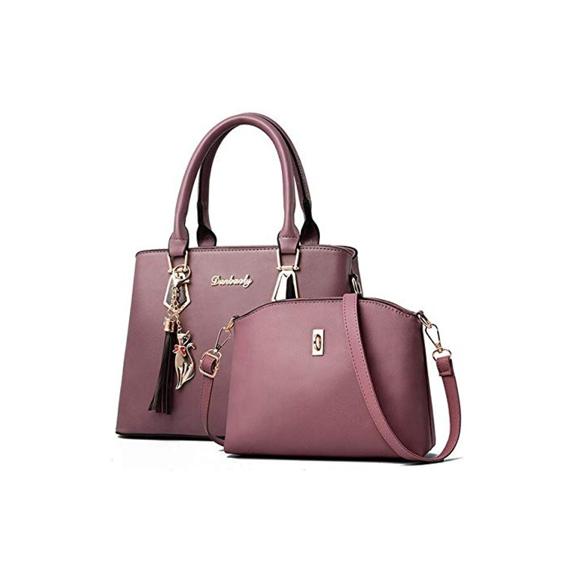 Fashion RSZHHL maletín 2 pçs Conjunto de Cor Pura Bolsas Femininas do Vintage Feminino Qualidade composto Saco Grande capacidade Couro macio Ocasional Tote Bolsas Femininas China ROXO