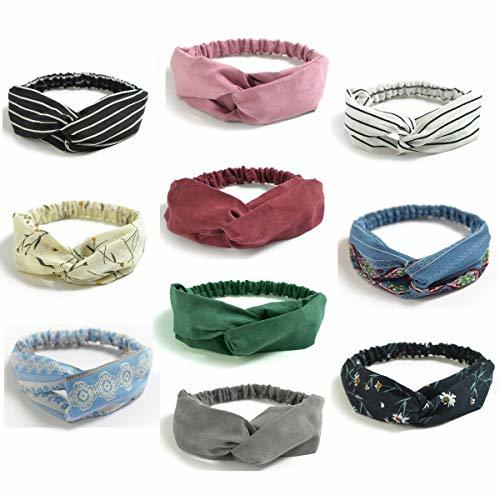 Beauty 10 Diademas Turbante Mujer Cintas Pelo Elastica Flor Vintage Impreso Yoga Elástico