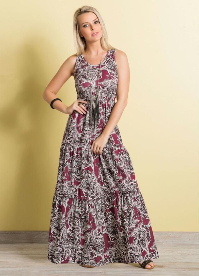 Social -16%
Moda Pop - Vestido Longo Cashmere Bordô com Franzidos
