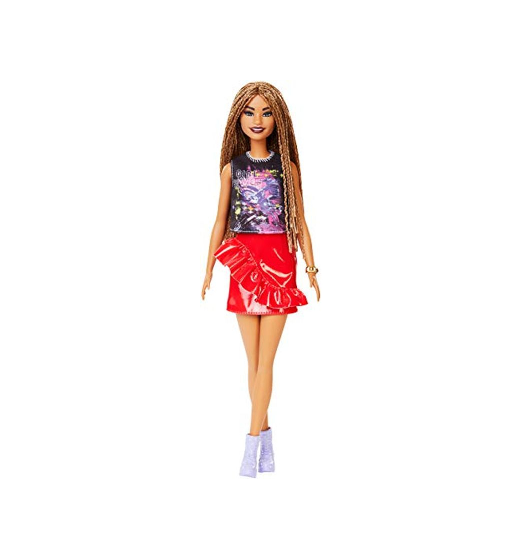 Producto Barbie - Fashionista Muñeca Morena con Cabello Trenzado y Falda Roja