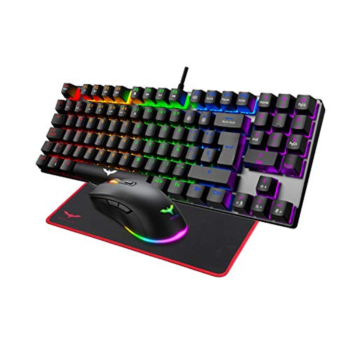 Product havit Teclado mecánicos Gaming español con Cable, Teclados Gaming con Interruptor Rojo