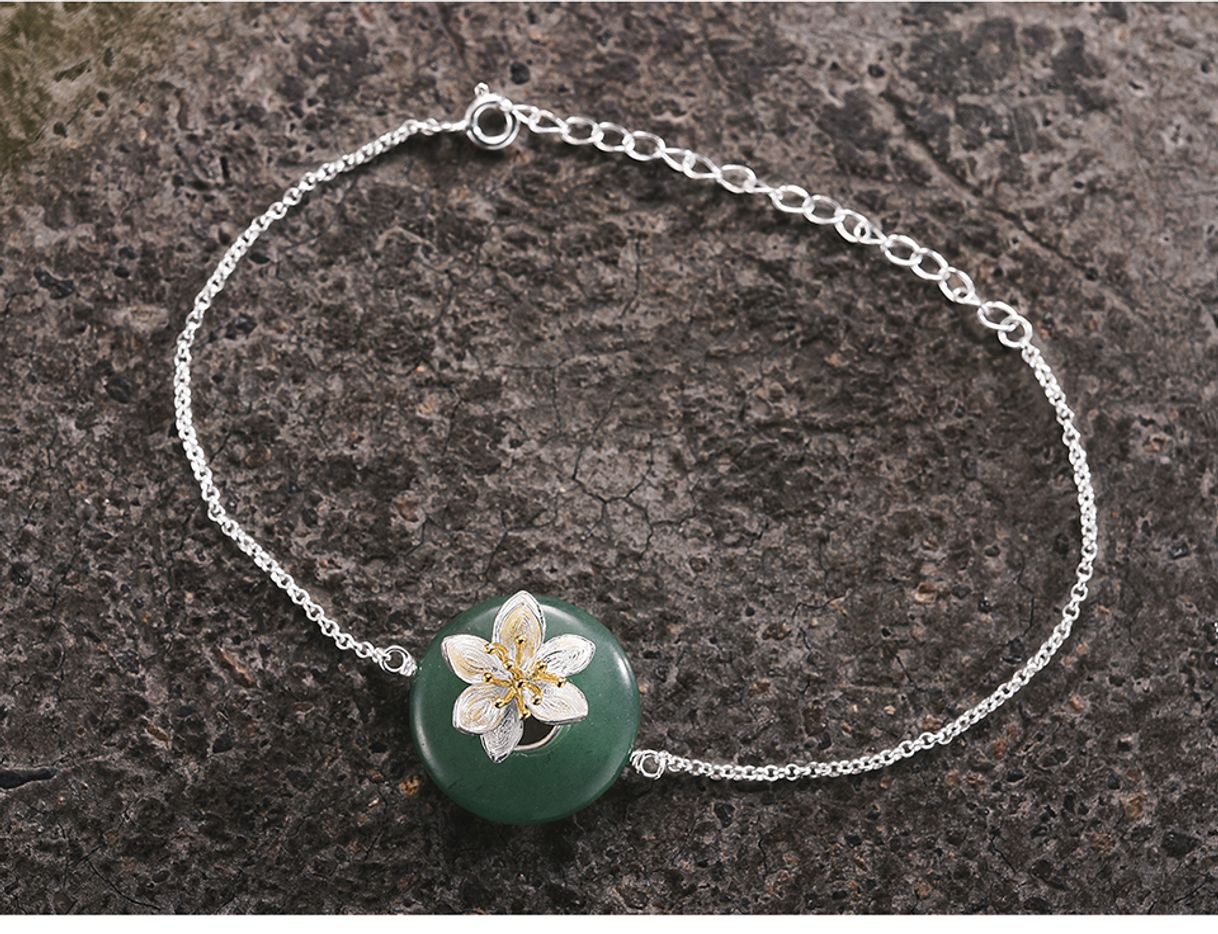 Social Real 925 Sterling Silver Natural Stones Creativo Hecho A Mano Joyería Fina Lotus Whispers Pulsera para Mujer Brincos 20cm