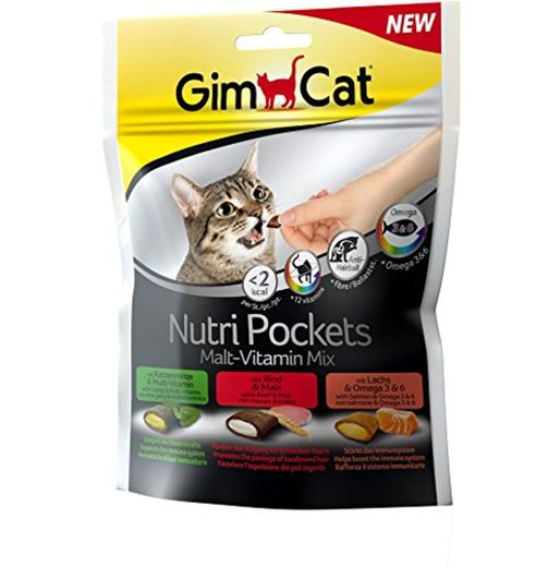 GimCat Nutri Pockets – Snack crujiente para gatos: provisto de relleno cremoso