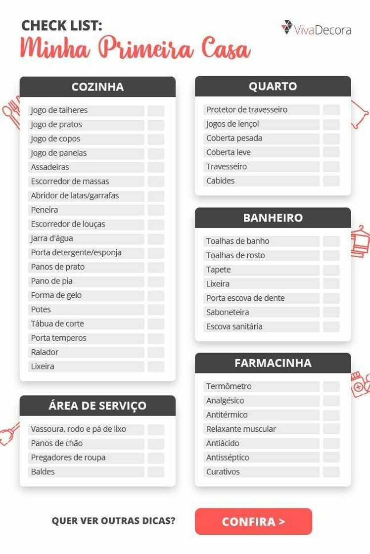 Moda Checklist de casa nova