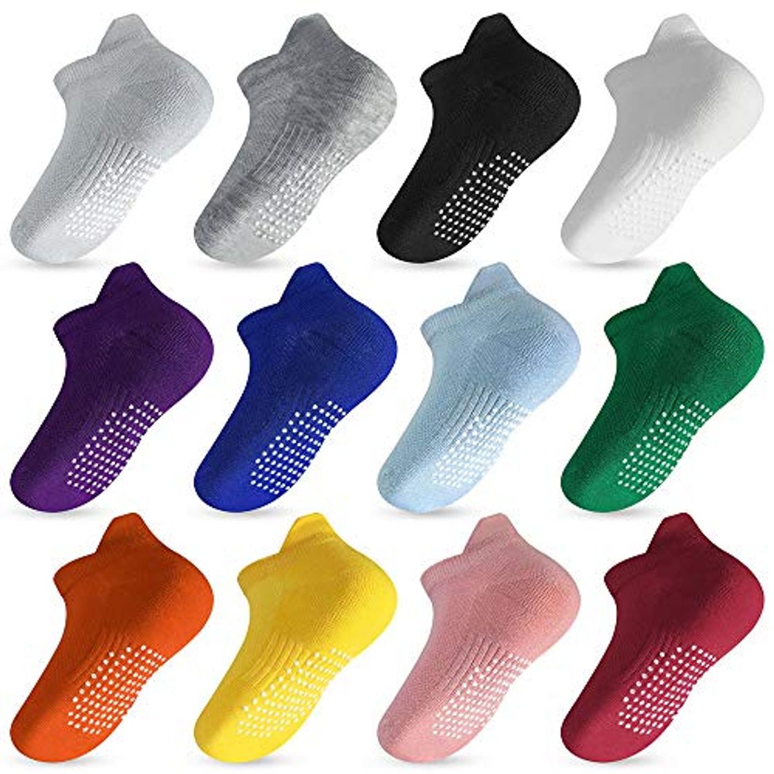 Social Licitn 12 Pares de Calcetines Antideslizantes para Niños - Calcetines de Algodón