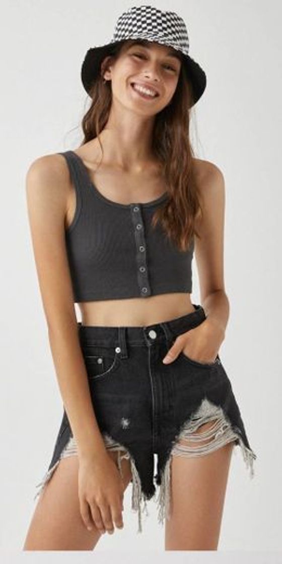 Social Strappy top with front snap buttons - PULL&BEAR