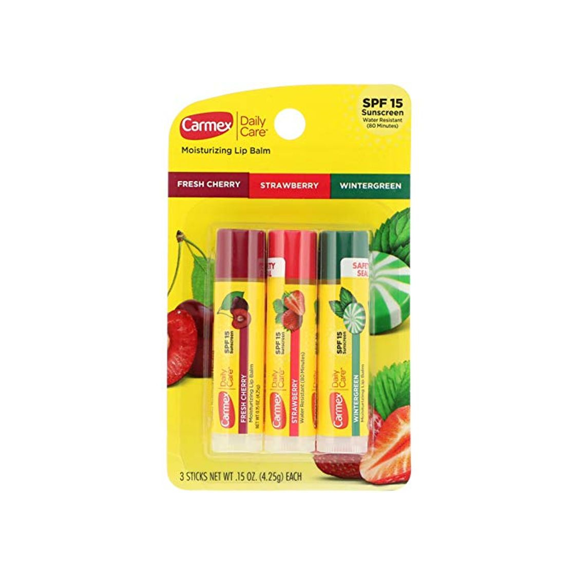 Producto Variedad de bálsamo labial Carmex Daily Care 0.15 oz Paquete de 3