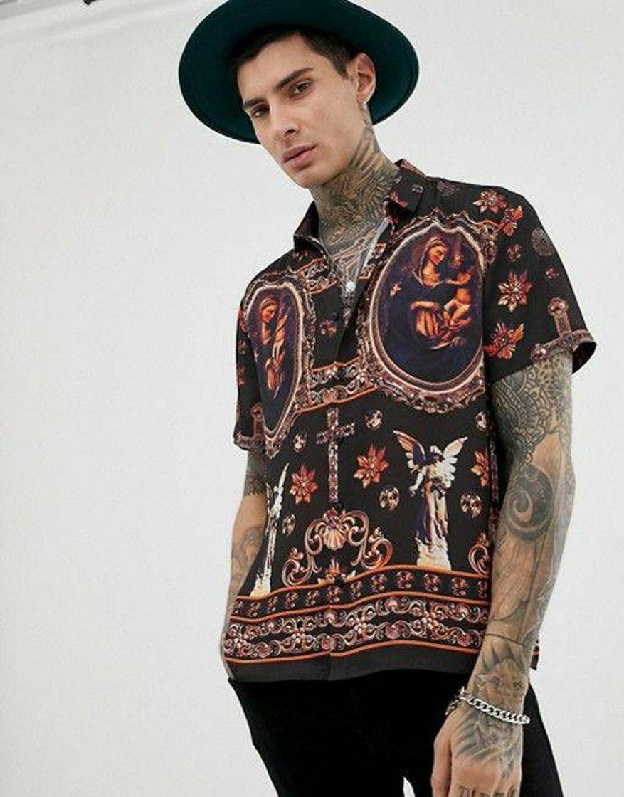 Social Heart & Dagger printed shirt with baroque print in black | ASOS