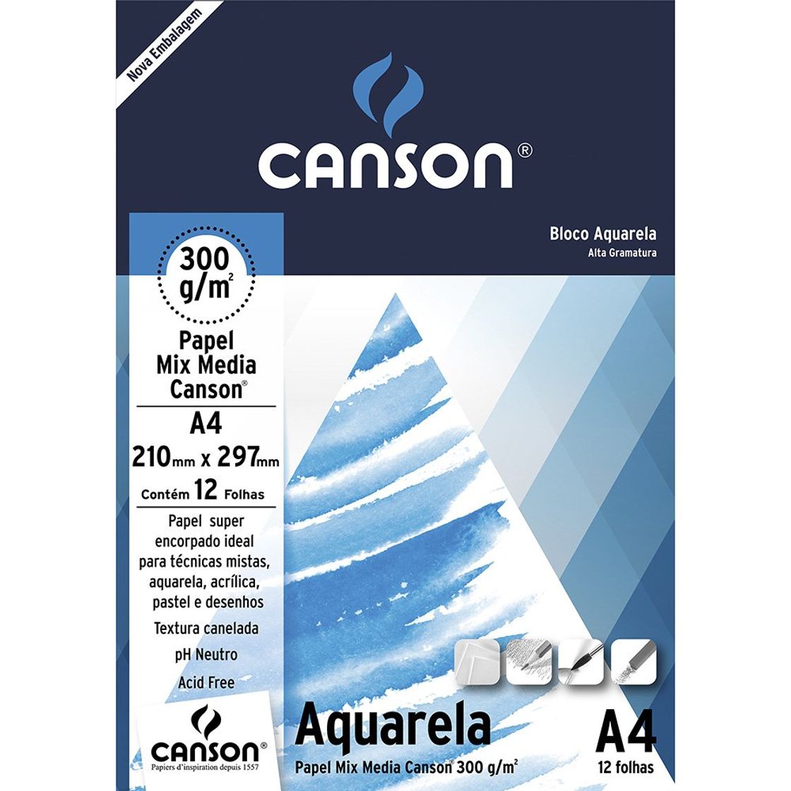 Fashion Bloco De Papel Canson Aquarela A4 300g 12 Folhas