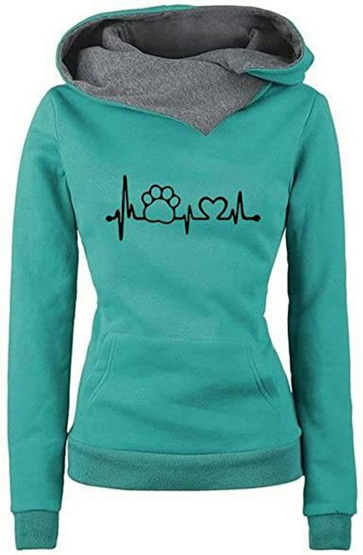 Moda Hoodieem Amor Huellas Tops Sudaderas Cuello Tortuga