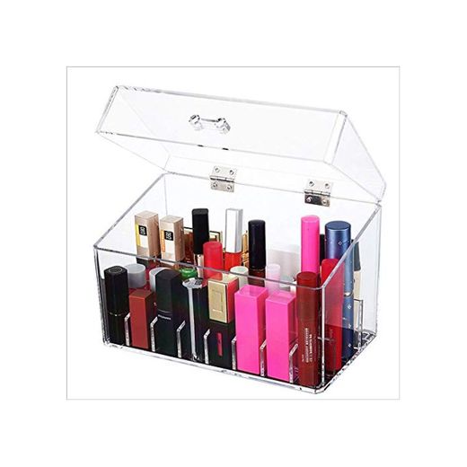 Storage Box SWZXY Organizador de lápiz Labial Maquillaje acrílico Almacenamiento de Belleza Desmontable 24 Espacios con Soporte de Cubierta para Soporte cosmético de glaseado de Labios
