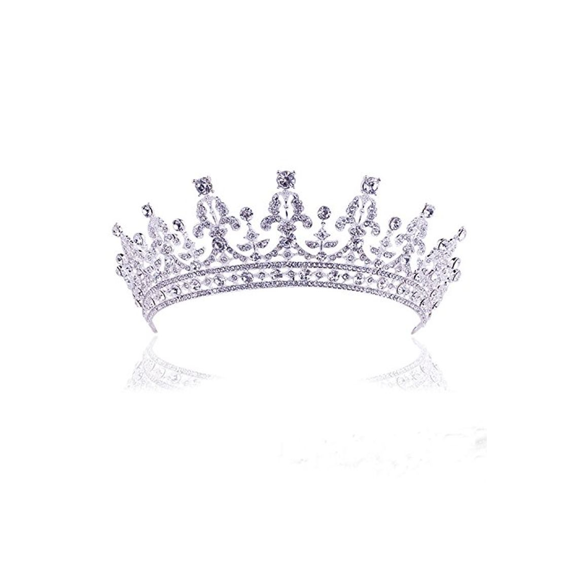 Fashion Pnizun Accesorios para el Cabello joyer¨ªa cristalinos Nupciales Tiara Rhinestone Mujeres Pelo de la Corona de Novias Diadema Diadema de Noiva [Blanco Plateado]