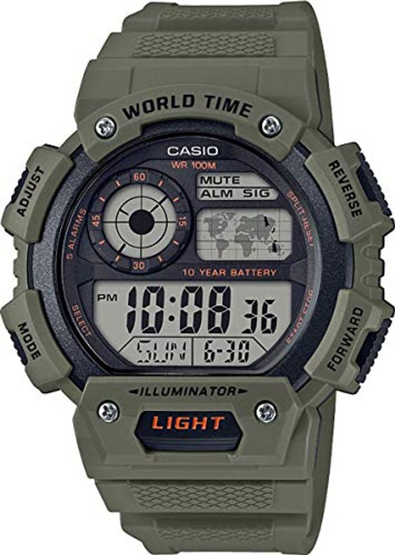 Social Casio Reloj Digital para Hombre de Cuarzo con Correa en Resina AE-1400WH-3AVEF