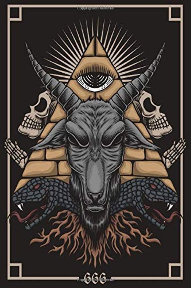 Libros 666: Baphomet Satan Lucifer 666 Skull Head Snakes Demon Goat Blank Lined Notebook Journal Diary