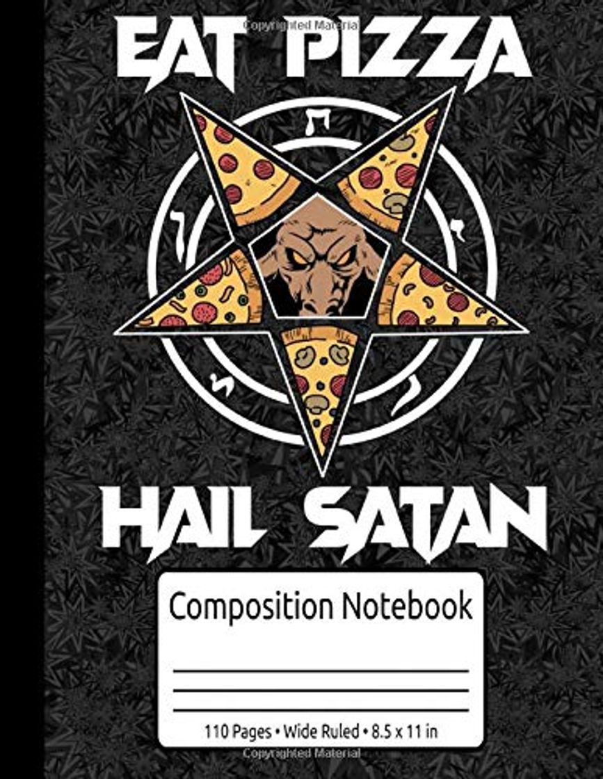 Books Baphomet Gifts Women Men Pentagram 666 Lucifer Eat Pizza Hail Satan Composition