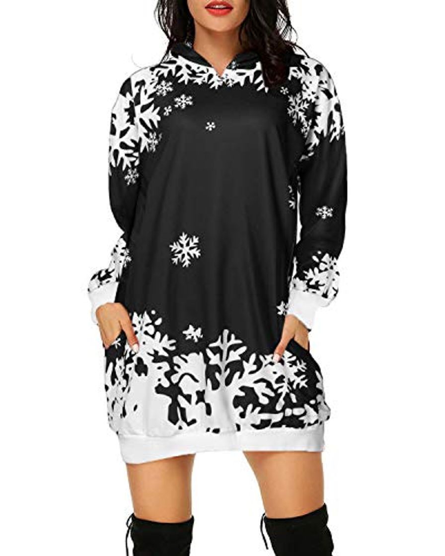 Social Auxo Sudadera con Capucha Mujer Talla Grande Vestido Sudadera Hoodie Manga Larga