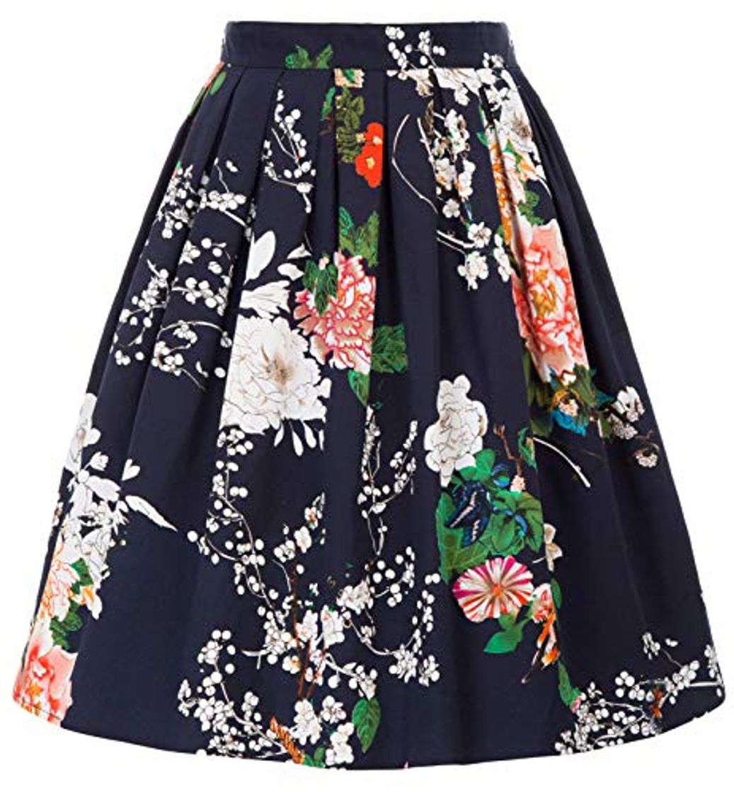 Social GRACE KARIN Falda Plisada Estampada de Años 50 Falda Vintage Floral para