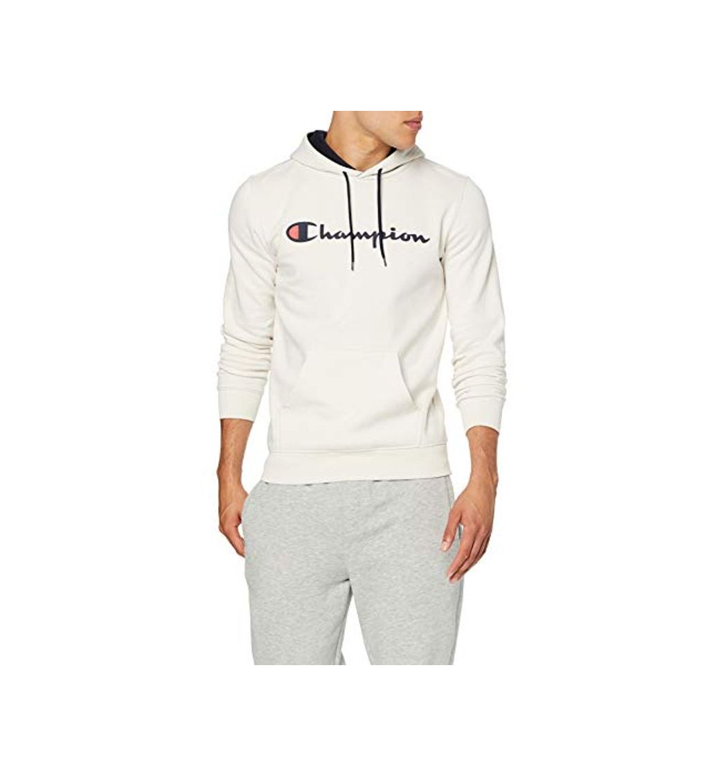 Moda Champion Classic Logo para Hombre Sudadera, Marfil