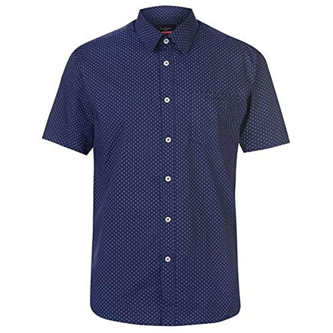 Pierre Cardin Hombre Camisa Estampada de Manga Corta con Bordado de Firma