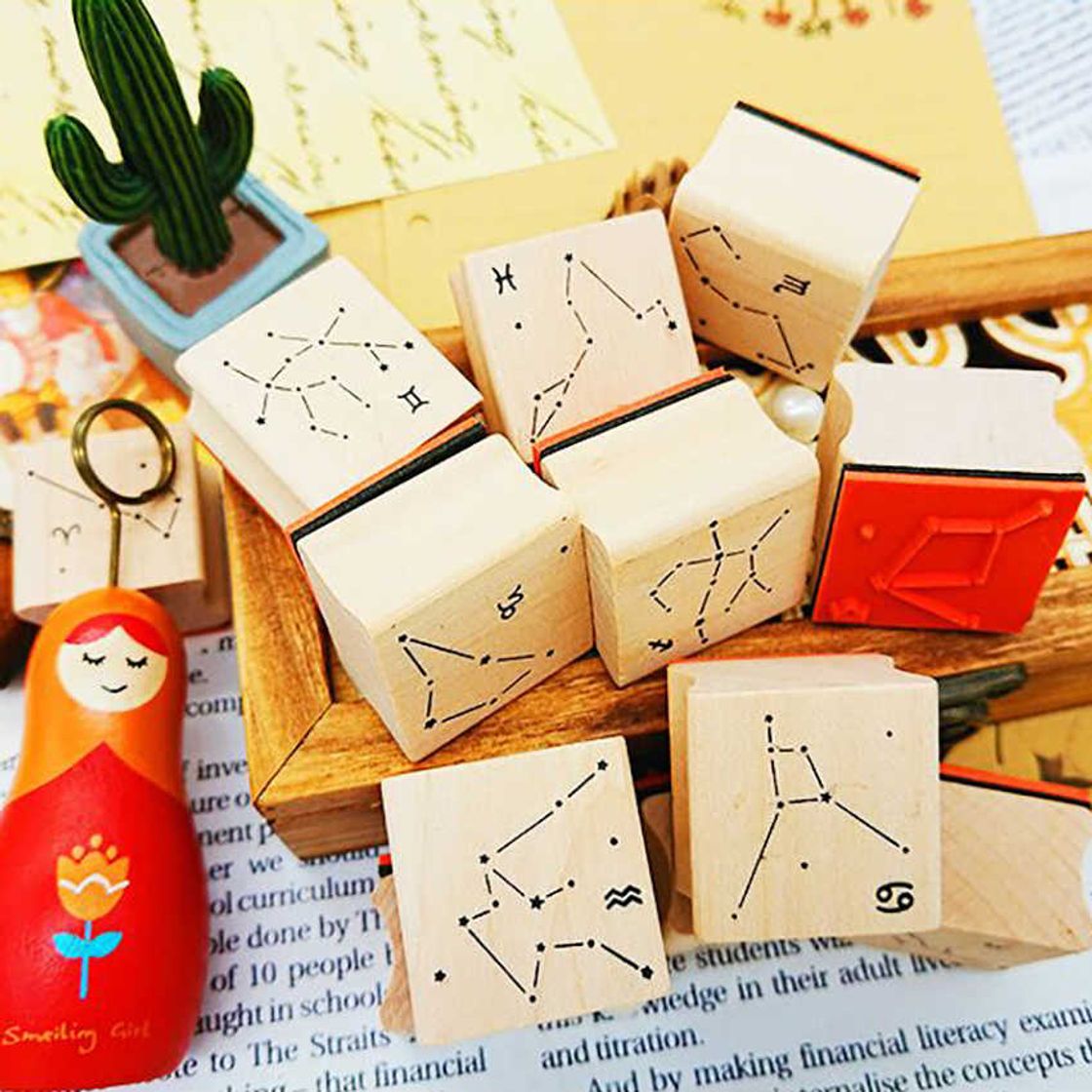 Social Novelty twelve constellations wooden rubber stamps