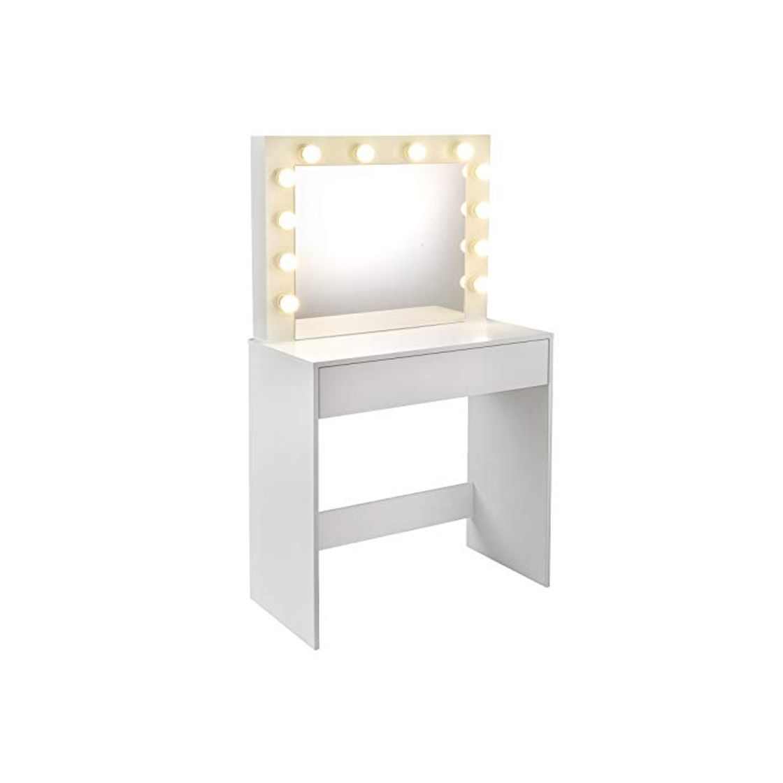Social EUGAD Mesa de Tocador con Iluminación LED Tocador Moderno Cosmético con 12 Lámparas Escritorio con Espejo Mesa de Maquillaje 80x40x140cm Blanco 0019SZT