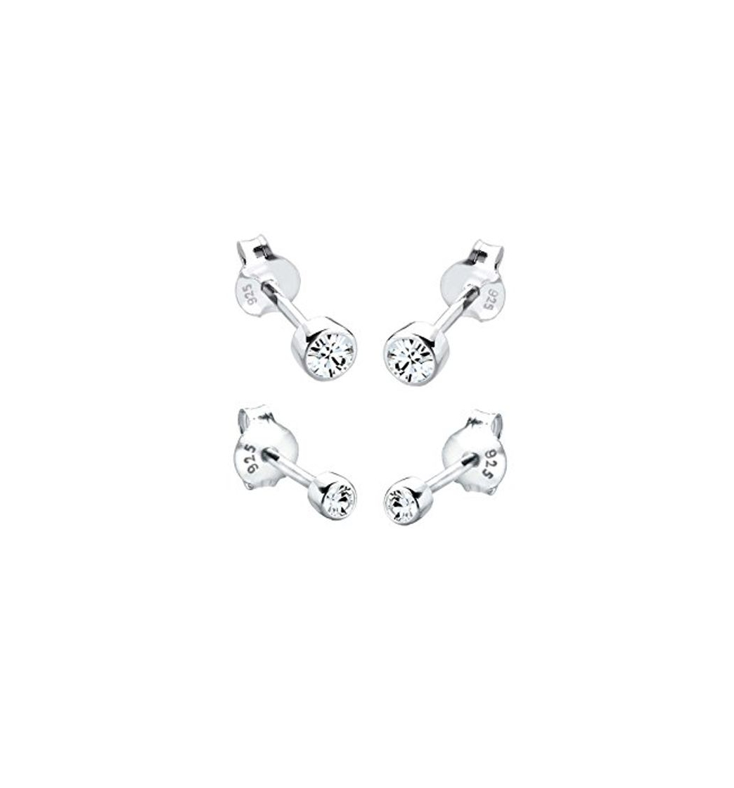 Social Elli Pendientes para damas set básico con cristales Swarovski® en plata esterlina de ley 925